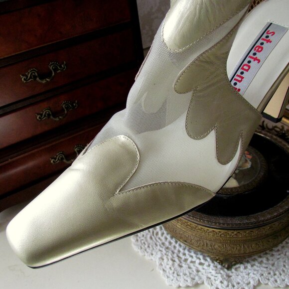 STEFANI NUDE SHOES, 8.5, SLING-BACK SEE-THRU ELEGANT MESH, 4" HEELS - Picture 4 of 12